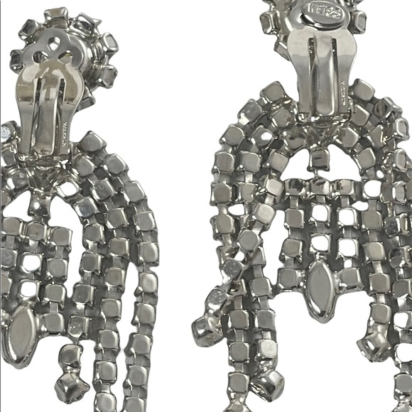 Vintage Weiss 1960s Crystal sparkle dangle fancy party gala clip on earrings - Picture 6 of 9